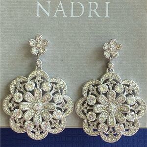 Nadri Silver Floral Earrings